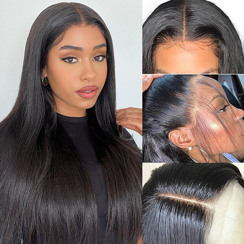 Glueless Straight 4*4Transparent Lace Closure Wigs For Women YiWigs