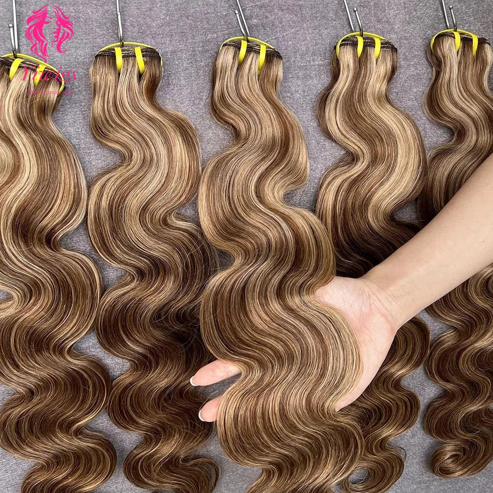 YiWigs Body Wave #P4-27 Human Hair Double Drawn Natural 12A Grade Virgin Weave Human Hair Raw Bundles