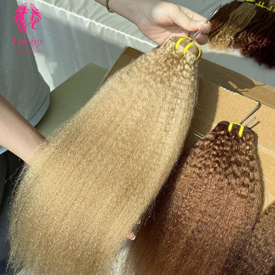 YiWigs Kinky Straight #27 Human Hair Double Drawn Natural 12A Grade Virgin Weave Human Hair Raw Bundles