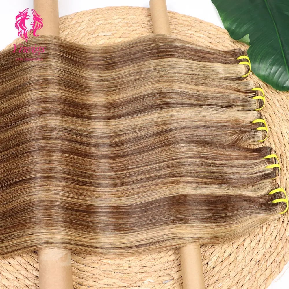 YiWigs Straight #P4-27 Human Hair Double Drawn Natural 12A Grade Virgin Weave Human Hair Raw Bundles