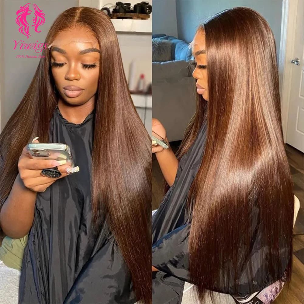 Lace Frontal Wig Straight Wig 13*4 HD Human Hair Wigs #4 Dark Brown