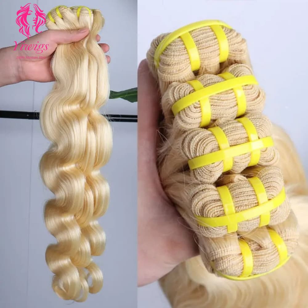 YiWigs Body Wave #613 Blonde Human Hair Double Drawn Natural 12A Grade Virgin Weave Human Hair Raw Bundles