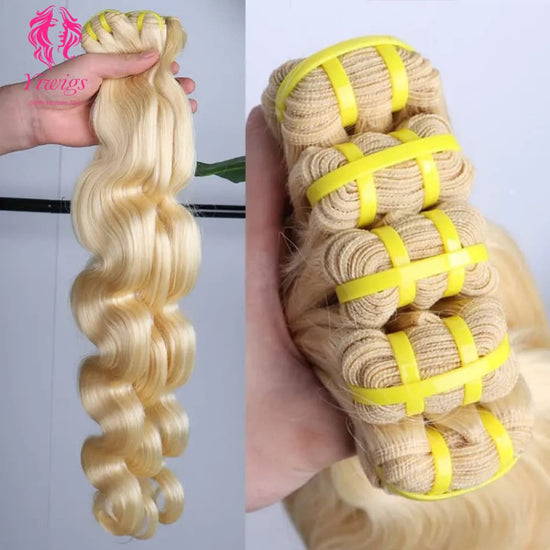 YiWigs Body Wave #613 Blonde Human Hair Double Drawn Natural 12A Grade Virgin Weave Human Hair Raw Bundles