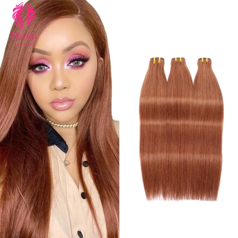 Yiwigs #30 Color Straight Hair Bundles 12A Grade 100% Virgin Cuticle Aligned Human Hair Natural Weaving