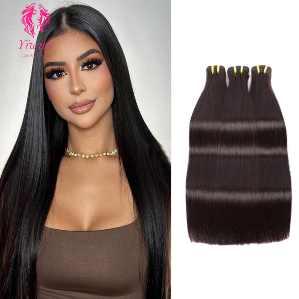 Yiwigs Double Drawn Bone Straight Hair Bundles 12A Grade 100% Virgin Cuticle Aligned Human Hair Natural Weaving
