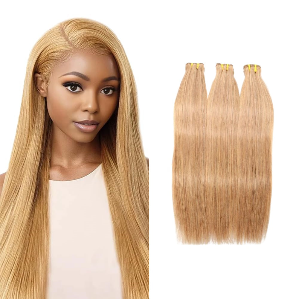 Yiwigs #27 Color Straight Hair Bundles 12A Grade 100% Virgin Cuticle Aligned Human Hair Natural Weaving