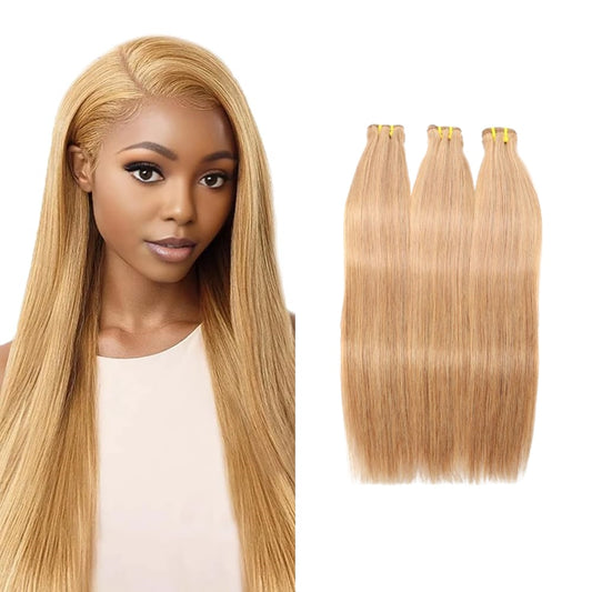 Yiwigs #27 Color Straight Hair Bundles 12A Grade 100% Virgin Cuticle Aligned Human Hair Natural Weaving