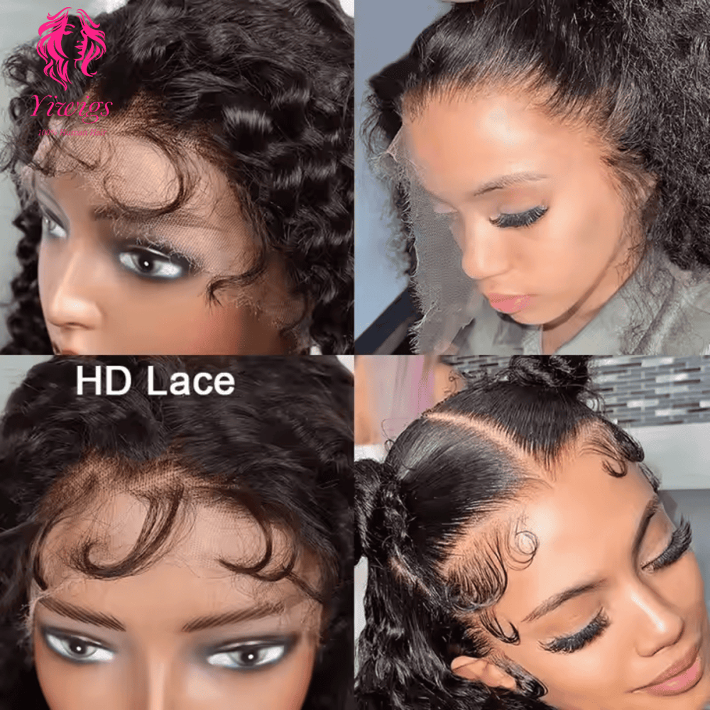 Yiwigs Brazilian 100% Human Hair Bob Wigs Short Pixie Curls Transparent HD Frontal Lace Bob Wigs