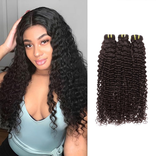Yiwigs Deep Curly Hair Bundles 12A Grade 100% Virgin Cuticle Aligned Human Hair Weaving Natural Color