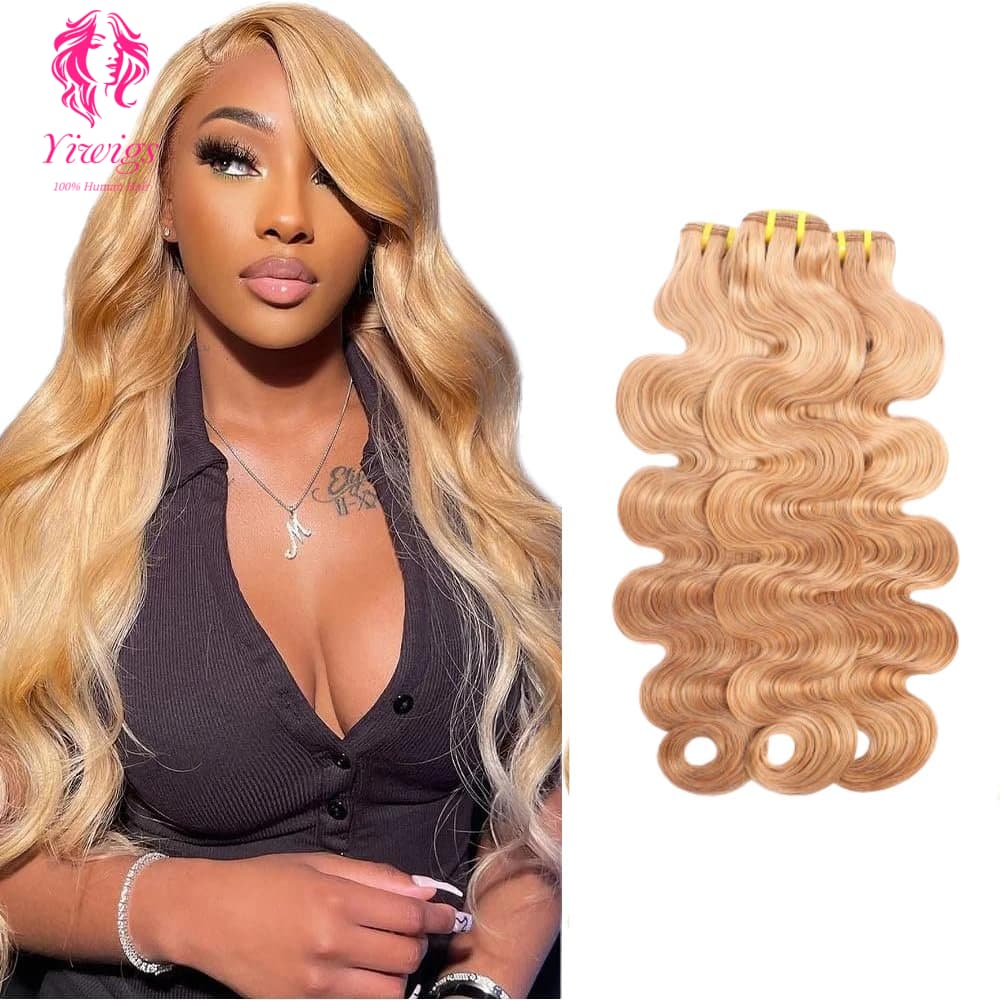 Yiwigs #27 Color Body Wave Hair Bundles 12A Grade 100% Virgin Cuticle Aligned Human Hair Natural Weaving