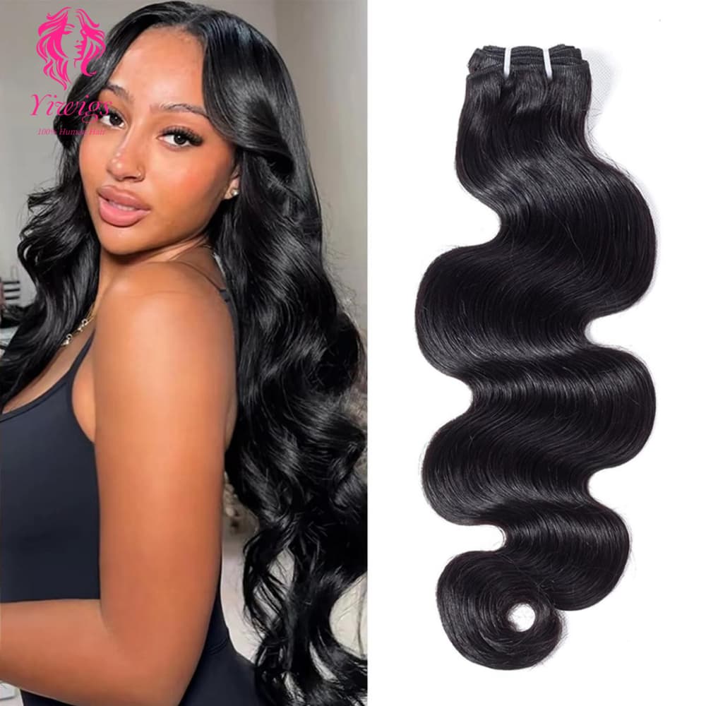Yiwigs Double Drawn Body Wave Hair Bundles 12A Grade 100% Virgin Cuticle Aligned Human Hair Natural Color
