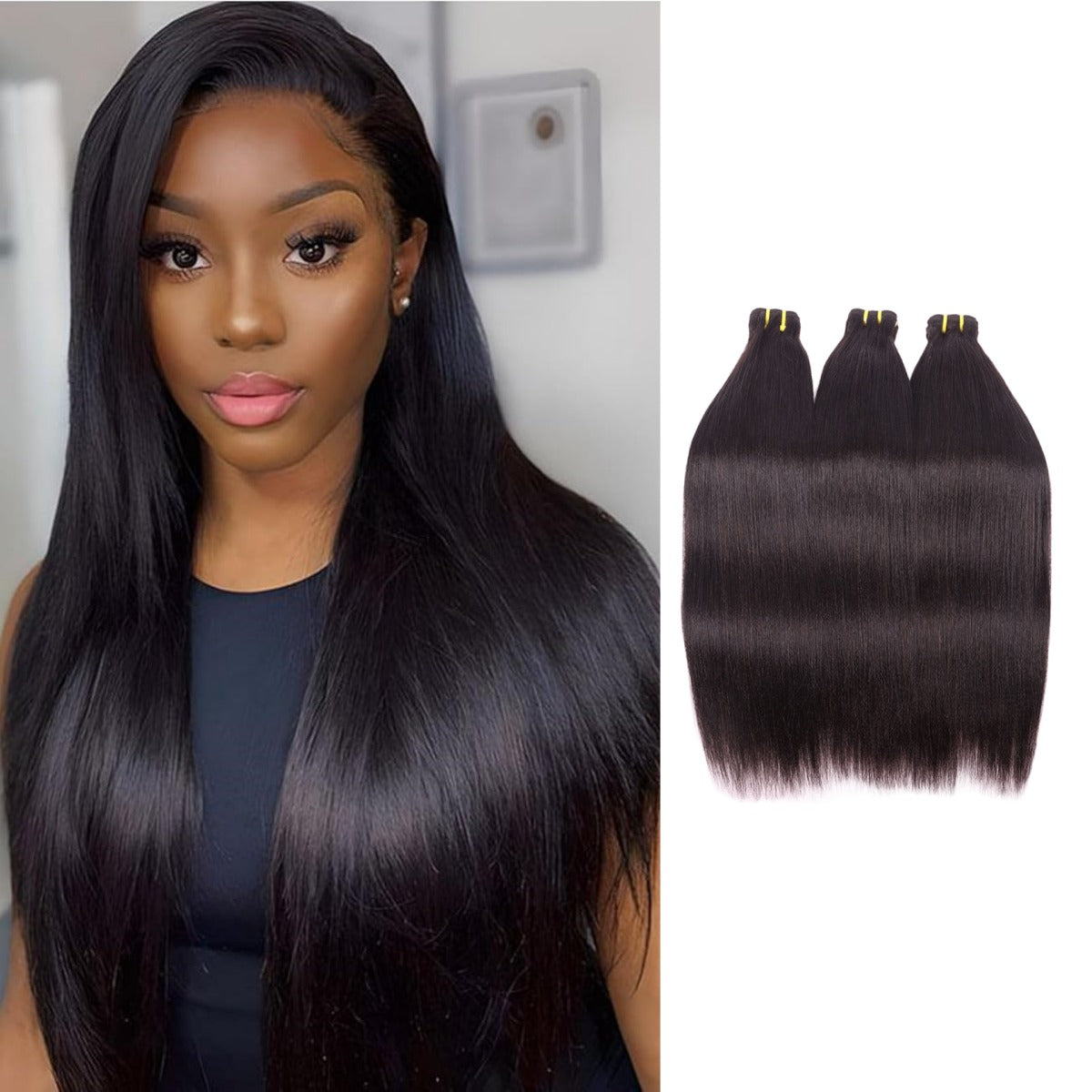 Yiwigs Light Yaki Straight Hair Bundles 12A Grade 100% Virgin Cuticle Aligned Human Hair Weaving Natural Color