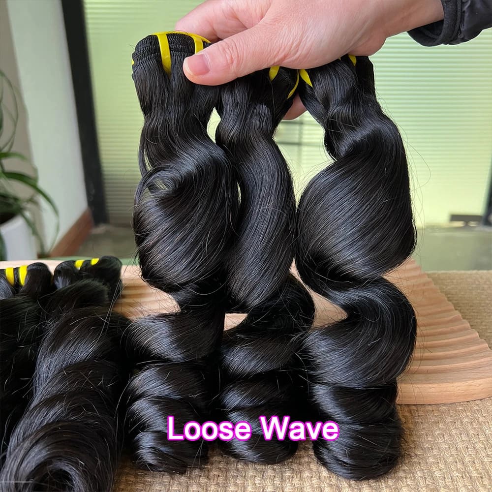 Yiwigs Double Drawn Loose Wave Hair Bundles 12A Grade 100% Virgin Cuticle Aligned Human Hair Natural Color