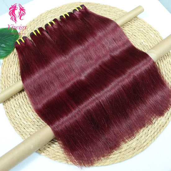 YiWigs Straight Human Hair Double Drawn Natural 12A Grade Virgin Weave Human Hair Raw Bundles
