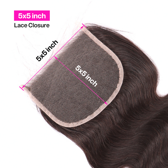 Body Wave 3 Bundles With 5*5 HD Lace Frontal Closure Unprocessed Human Hair YiWigs