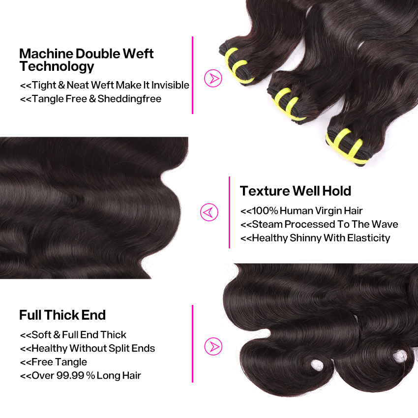 Water Wave Weave Double Drawn 3 Bundles With 13*4 HD Lace Frontal Closure Unprocessed High Volume  Human Hair YiWigs