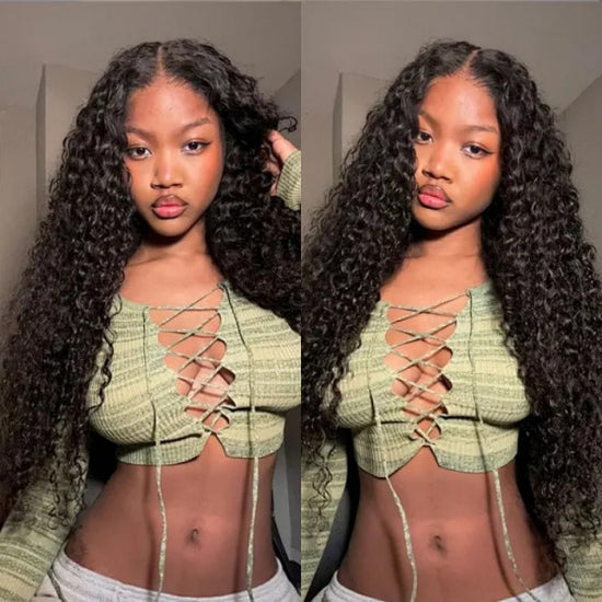 Water Wave HD 13*4 Lace Front Wigs Human Double Drawn Hair Pre-plucked Super Natural YiWigs