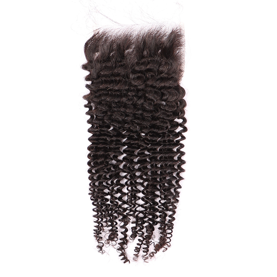 3 Bundles Human Virgin Hair Kinky Curly Weave With 4*4 HD Lace Frontal YiWigs