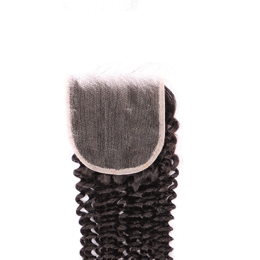 3 Bundles Human Virgin Hair Kinky Curly Weave With 4*4 HD Lace Frontal YiWigs