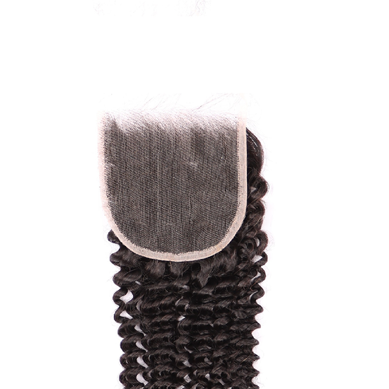 3 Bundles Human Virgin Hair Kinky Curly Weave With 4*4 HD Lace Frontal YiWigs