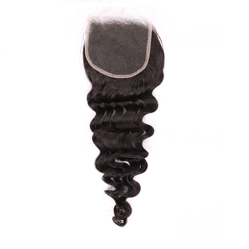100% Human Virgin Hair Deep Wave 4*4 HD Transparent Lace Closure YiWigs