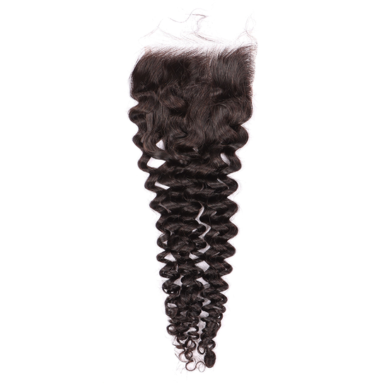 Deep Curly 3 Bundles With 5*5 HD HD Lace  Closure Unprocessed Human Hair YiWigs