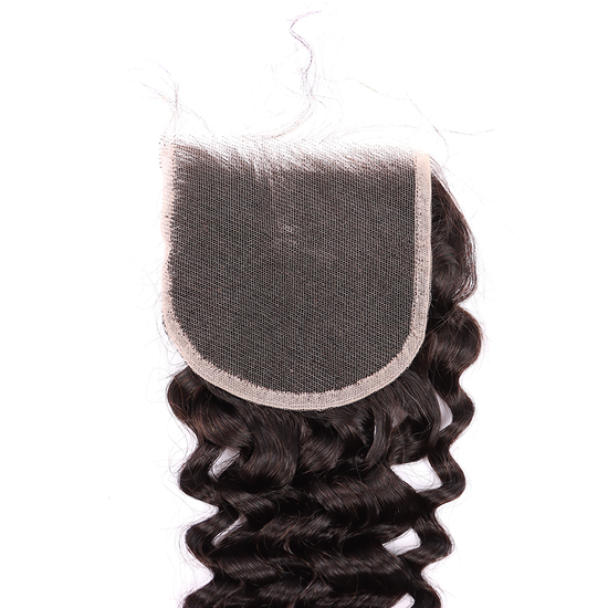 Deep Curly 3 Bundles With 4*4 HD HD Lace Frontal Closure Unprocessed Human Hair YiWigs