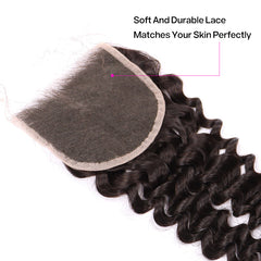 Deep Curly Human Hair 4*4 HD Invisible Transparent Lace Closure Human  Hair Closure YiWigs