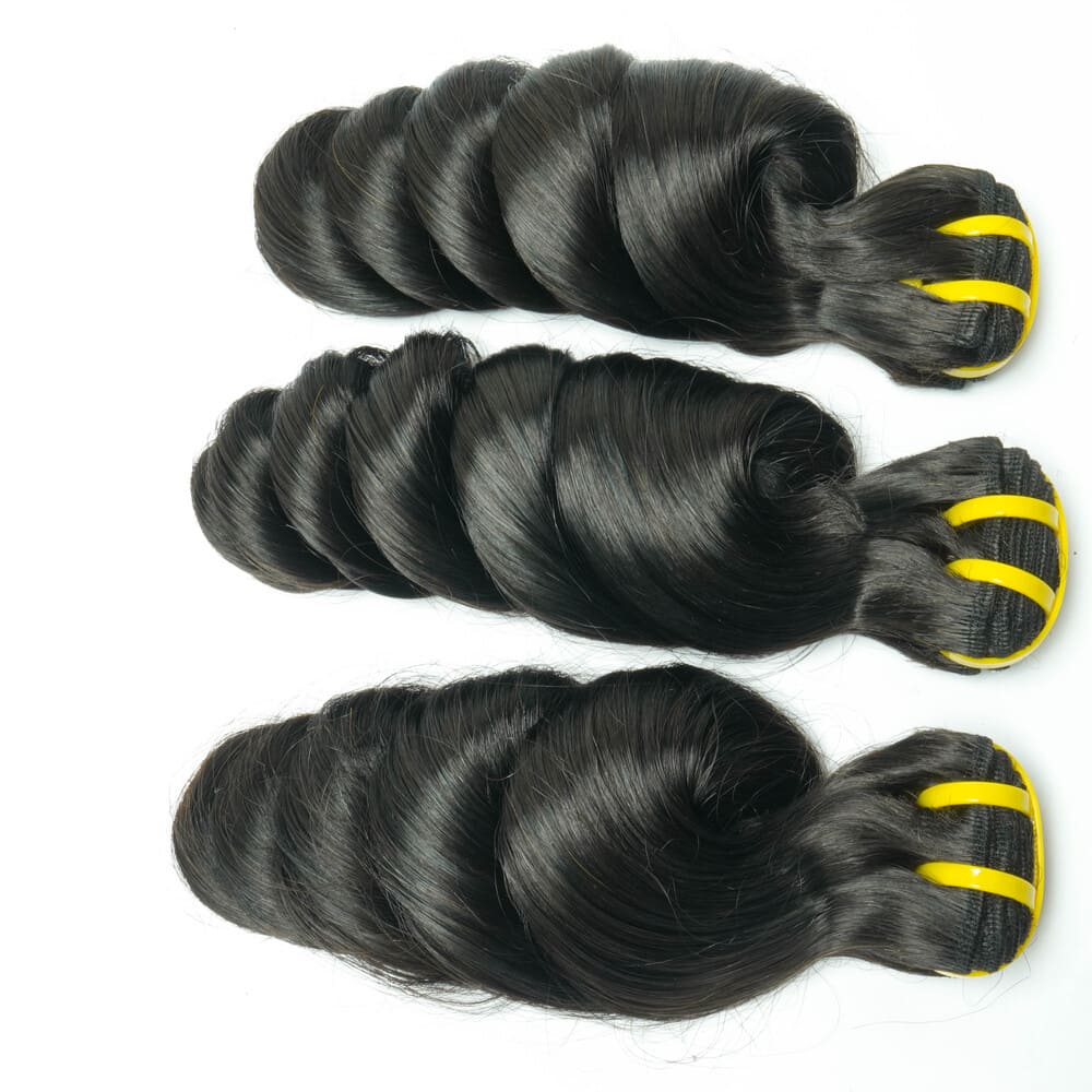 Yiwigs Double Drawn Loose Wave Hair Bundles 12A Grade 100% Virgin Cuticle Aligned Human Hair Natural Color