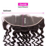 3 Bundles Human Virgin Hair Deep Wave With Invisible 13*4 HD Lace Frontal YiWigs