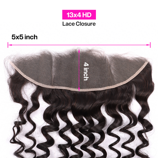 3 Bundles Human Virgin Hair Deep Wave With Invisible 13*4 HD Lace Frontal YiWigs