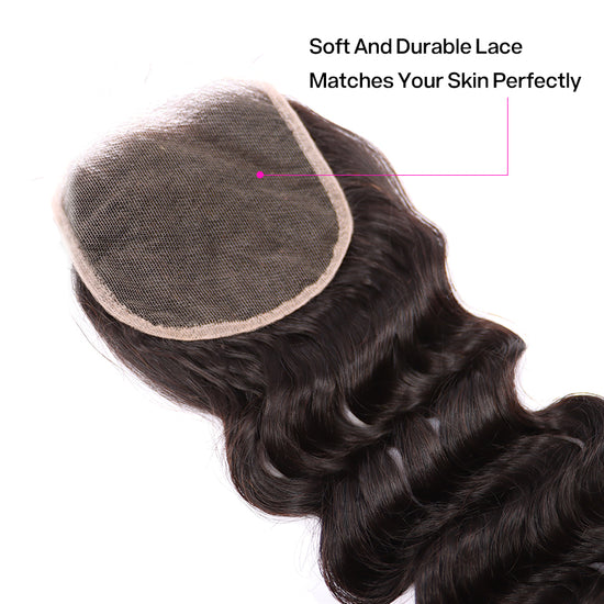Deep Wave Human Hair Sew In 5*5 HD Lace Closure YiWigs