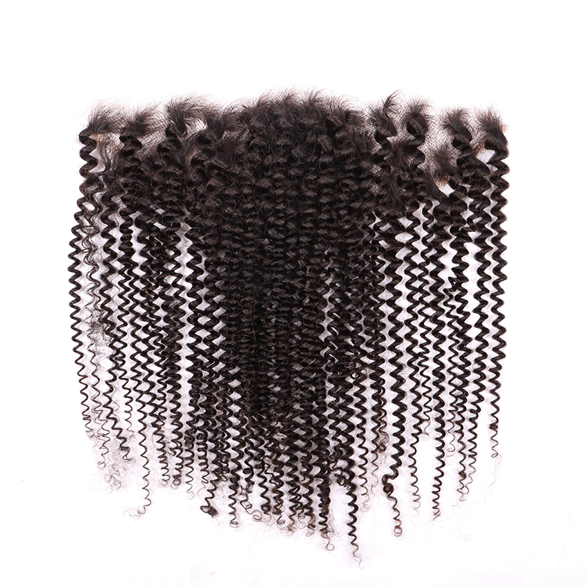 3 Bundles Human Virgin Hair Kinky Curly Weave With 13*4 HD Lace Frontal YiWigs