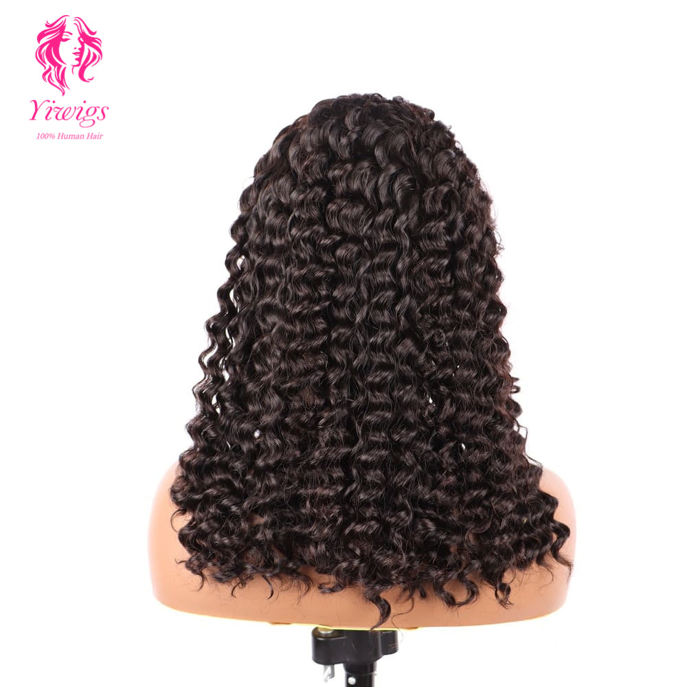 200% Mega Density | Natural Black Deep Curly 4*4 Closure Lace Long Wig 100% Human Hair Double Drawn Wigs