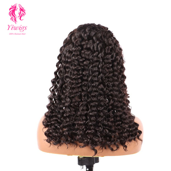 200% Mega Density | Natural Black Deep Curly 4*4 Closure Lace Long Wig 100% Human Hair Double Drawn Wigs