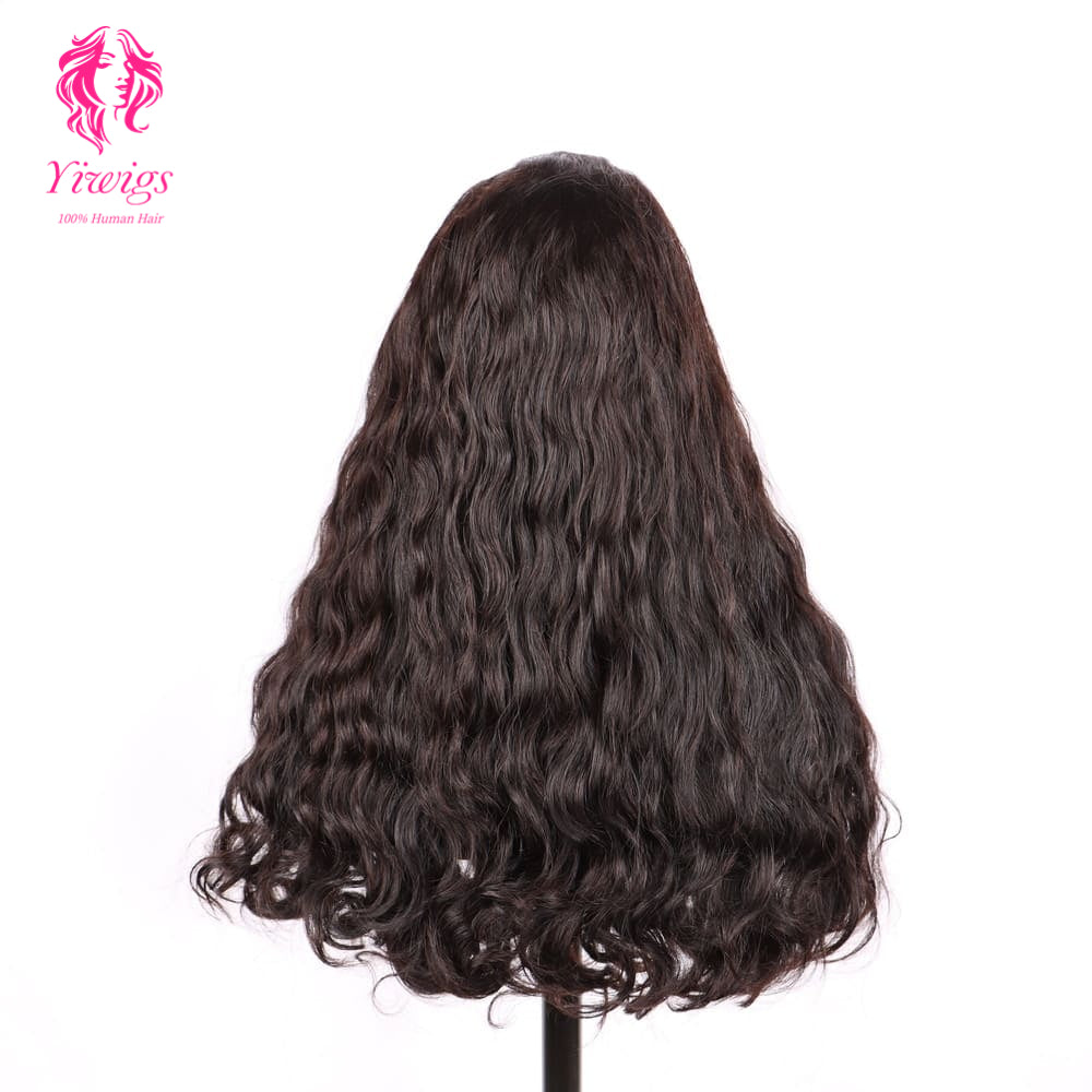 200% Mega Density | Natural Black Water Wave 4*4 Closure Lace Long Wig 100% Human Hair Double Drawn Wigs