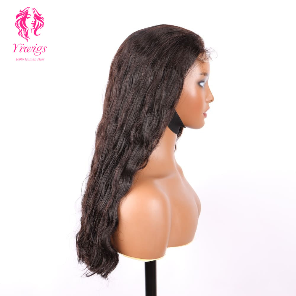 200% Mega Density | Natural Black Water Wave 4*4 Closure Lace Long Wig 100% Human Hair Double Drawn Wigs