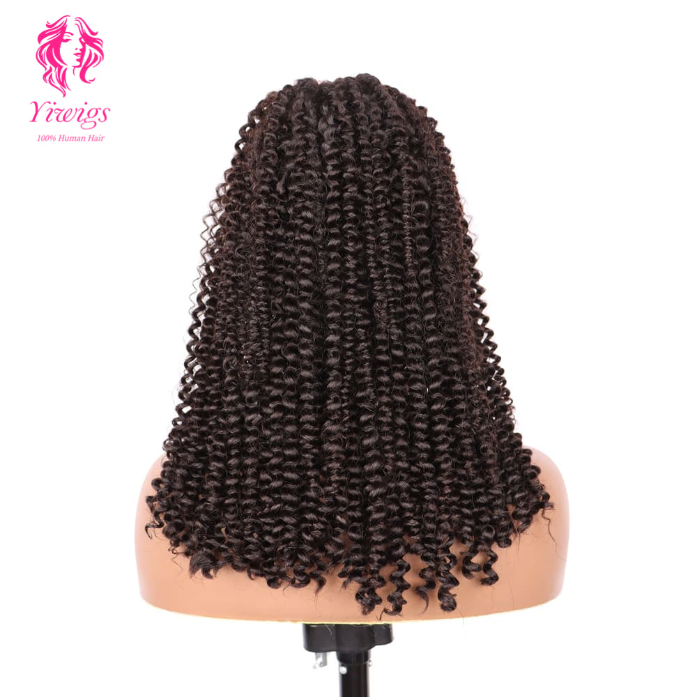 200% Mega Density | Natural Black Kinky Curly 4*4 Closure Lace Long Wig 100% Human Hair Double Drawn Wigs