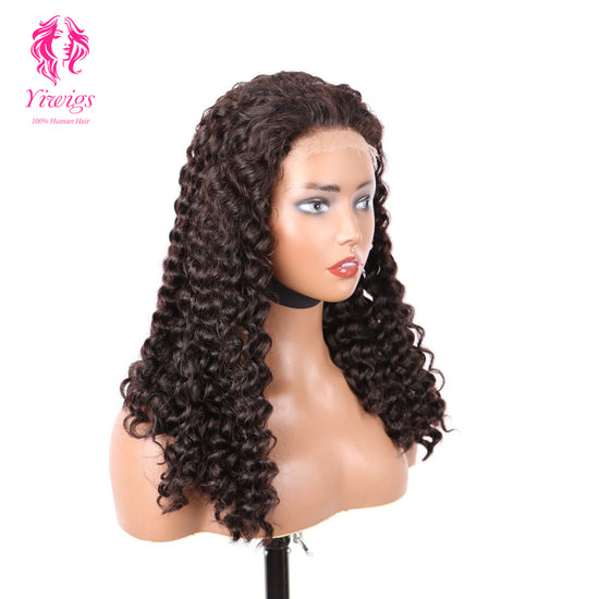 200% Mega Density | Natural Black Deep Wave 4*4 Closure Lace Long Wig 100% Human Hair Double Drawn Wigs