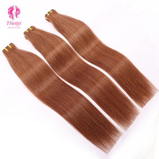 Yiwigs #30 Color Straight Hair Bundles 12A Grade 100% Virgin Cuticle Aligned Human Hair Natural Weaving