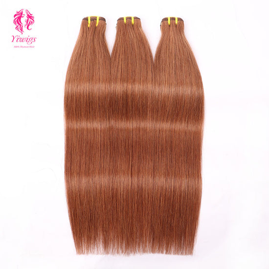 Yiwigs #30 Color Straight Hair Bundles 12A Grade 100% Virgin Cuticle Aligned Human Hair Natural Weaving