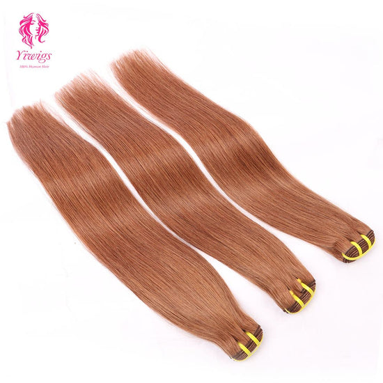 Yiwigs #30 Color Straight Hair Bundles 12A Grade 100% Virgin Cuticle Aligned Human Hair Natural Weaving