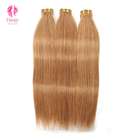 Yiwigs #8 Color Straight Hair Bundles 12A Grade 100% Virgin Cuticle Aligned Human Hair Natural Weaving