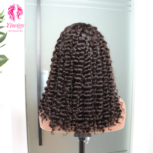 200% Mega Density | Natural Black Deep Wave 4*4 Closure Lace Long Wig 100% Human Hair Double Drawn Wigs