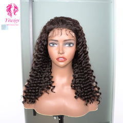 200% Mega Density | Natural Black Deep Wave 4*4 Closure Lace Long Wig 100% Human Hair Double Drawn Wigs