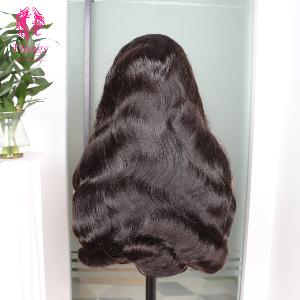 200% Mega Density | Natural Black Body Wave 4*4 Closure Lace Long Wig 100% Human Hair Double Drawn Wigs