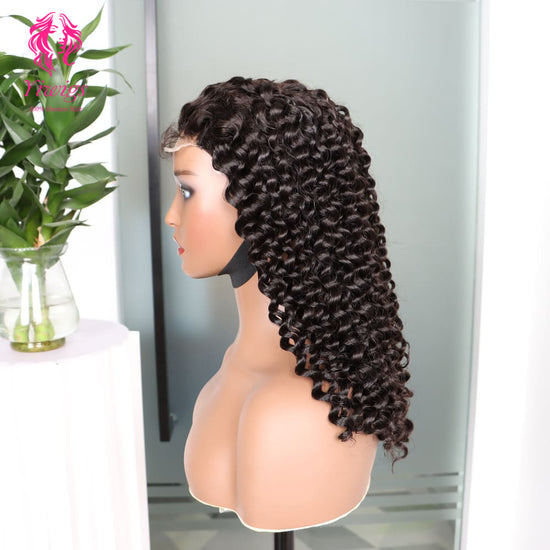 200% Mega Density | Natural Black Deep Curly 4*4 Closure Lace Long Wig 100% Human Hair Double Drawn Wigs
