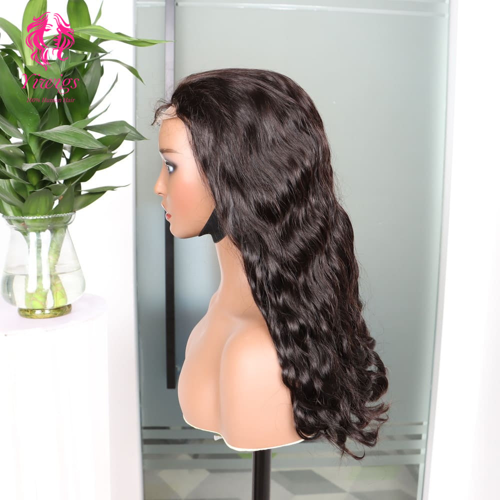 200% Mega Density | Natural Black Water Wave 4*4 Closure Lace Long Wig 100% Human Hair Double Drawn Wigs