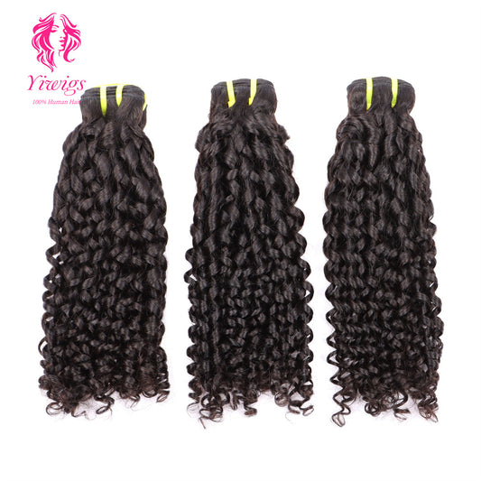 Yiwigs Pixie Curly Hair Bundles 12A Grade 100% Virgin Cuticle Aligned Human Hair Weaving Natural Color
