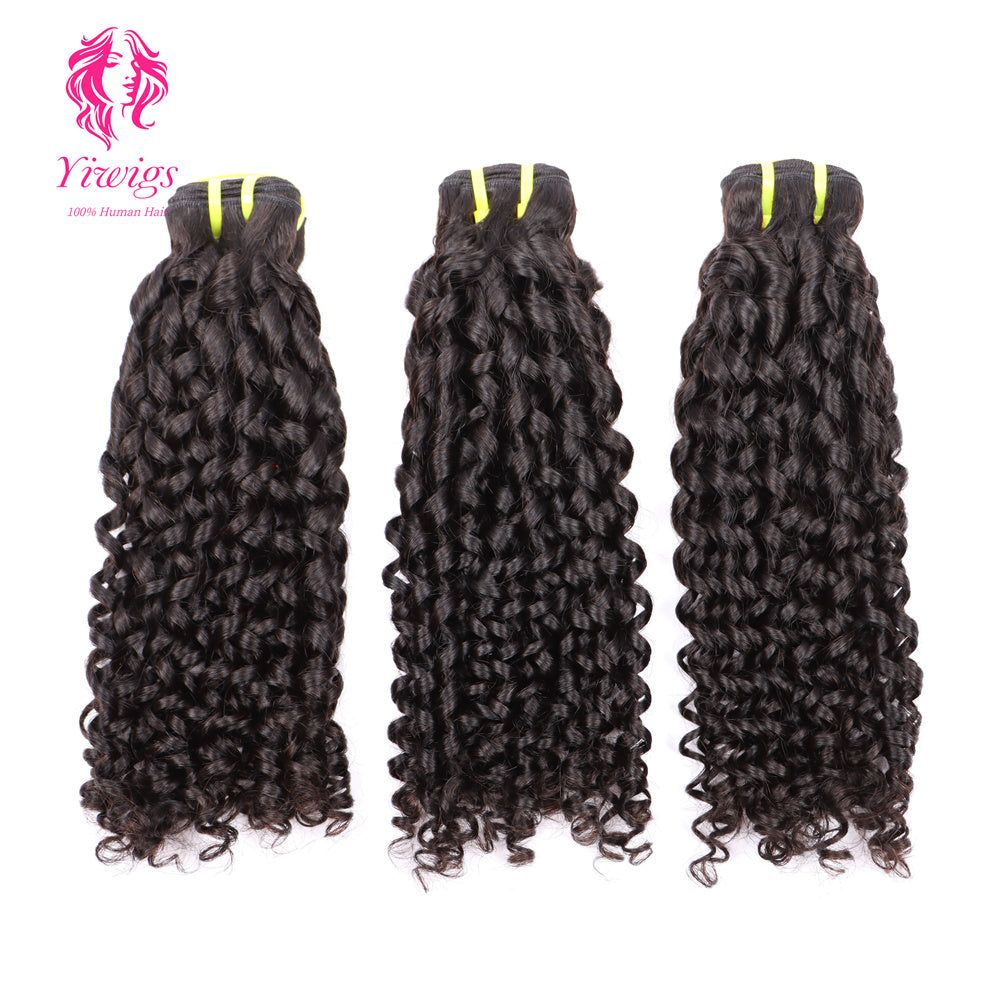Yiwigs Pixie Curly Hair Bundles 12A Grade 100% Virgin Cuticle Aligned Human Hair Weaving Natural Color